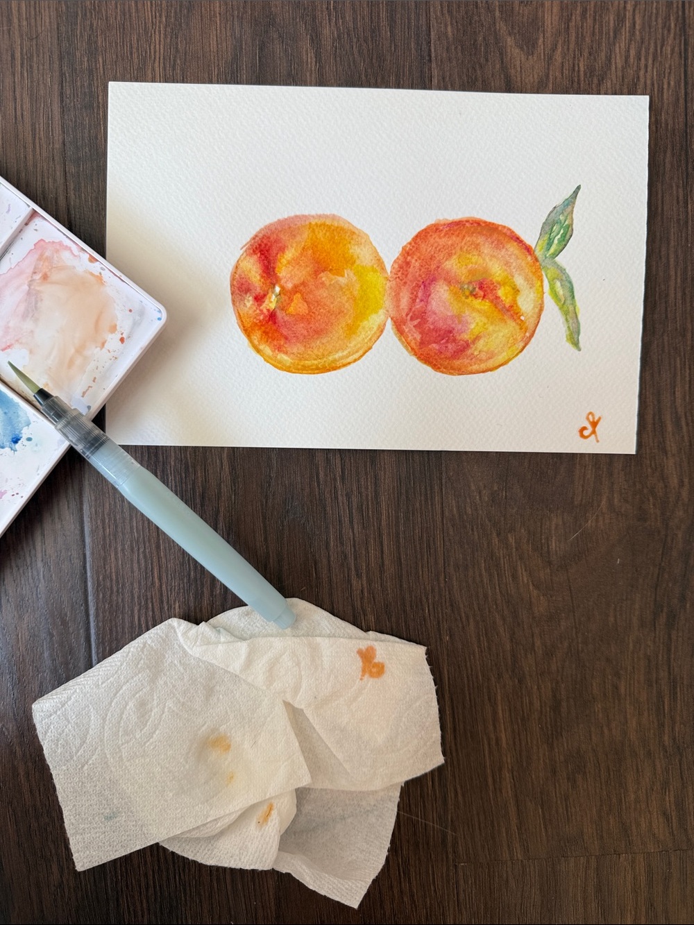 Original, one-of-a-kind, Peaches watercolor painting